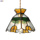 Vintage floral stained glass brass pendant lamp for dining room