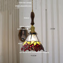 Vintage floral stained glass brass pendant lamp for dining room