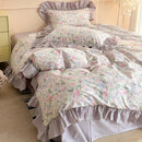 Vintage french floral cotton bedding set lavender bedroom ruffles