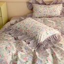 Vintage french floral cotton bedding set lavender bedroom ruffles
