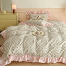 Vintage french floral cotton bedding set lavender bedroom ruffles