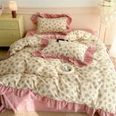 Vintage french floral cotton bedding set lavender bedroom ruffles