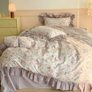 Vintage french floral cotton bedding set lavender bedroom ruffles