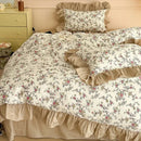 Vintage french floral cotton bedding set lavender bedroom ruffles