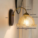 Vintage glass copper led wall lights for bedroom with wood backplate