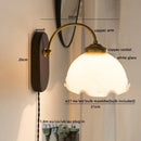 Vintage glass copper led wall lights for bedroom with wood backplate