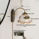 Vintage glass copper led wall lights for bedroom with wood backplate