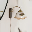 Vintage glass copper led wall lights for bedroom with wood backplate
