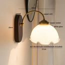 Vintage glass copper led wall lights for bedroom with wood backplate