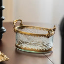 Vintage gold and carved glass snack plate dining room storage box