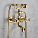 Vintage gold & black bathtub faucet bathroom cross handle hand shower