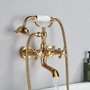 Vintage gold & black bathtub faucet bathroom cross handle hand shower