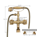 Vintage gold & black bathtub faucet bathroom cross handle hand shower
