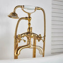 Vintage gold dual handle clawfoot bathtub shower faucet bathroom mixer