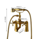 Vintage golden bathtub faucet with floral handshower – bathroom decor