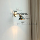 Vintage green glass led wall sconce bedroom brass stair light