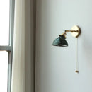 Vintage green glass led wall sconce bedroom brass stair light