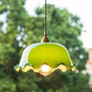Vintage green lotus led pendant light dining room glass lamp