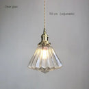 Vintage green ribbed glass brass pumpkin led pendant light bedroom