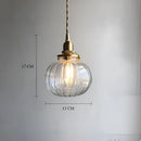 Vintage green ribbed glass brass pumpkin led pendant light bedroom