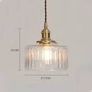 Vintage green ribbed glass brass pumpkin led pendant light bedroom