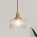Vintage green ribbed glass led pendant lamp for dining room