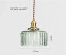 Vintage green ribbed glass led pendant lamp for dining room