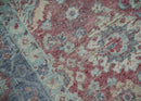 Vintage Hand Knotted 2x4 Maroon and Blue Traditional Oxidized Textured Wool Rug