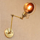 Vintage industrial brass adjustable swing arm wall lamp bedroom reading