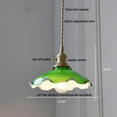 Vintage olive green glass led pendant lights kitchen brass hardware