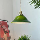 Vintage olive green glass led pendant lights kitchen brass hardware