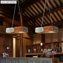 Vintage orange & white license plate island ceiling light dining room