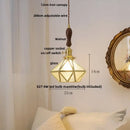 Vintage pale blue enamel pendant light with ceramic knob switch living room