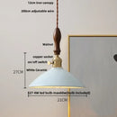 Vintage pale blue enamel pendant light with ceramic knob switch living room
