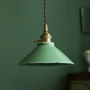 Vintage pale green glass pendant light dining room brass fixture