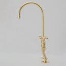 Vintage Patina, Solid Brass  Bridge Kitchen Faucet 8", Curved Legs, Cross Handles