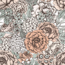 Vintage Peonies and Leaves Wallpaper