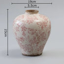 Vintage pink floral cracked texture porcelain vase living room decor