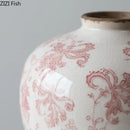 Vintage pink floral cracked texture porcelain vase living room decor