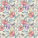 Vintage Poppy Flowers and Butterflies on Yellow Background Wallpaper Mural