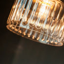 Vintage ribbed clear glass led pendant light kitchen brass fixture