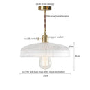 Vintage ribbed clear glass led pendant light kitchen brass fixture