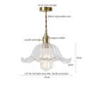 Vintage ribbed clear glass led pendant light kitchen brass fixture