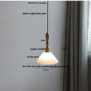 Vintage ribbed glass and wood pendant lights kitchen ceramic led