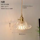 Vintage ribbed glass copper pendant light for kitchen dining room