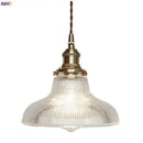 Vintage ribbed glass copper pendant light for kitchen dining room