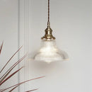 Vintage ribbed glass copper pendant light for kitchen dining room