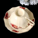 Vintage rose porcelain coffee mug with golden edge dining room set