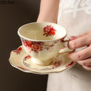 Vintage rose porcelain coffee mug with golden edge dining room set