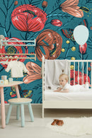 Vintage Roses and Butterflies Wallpaper Mural